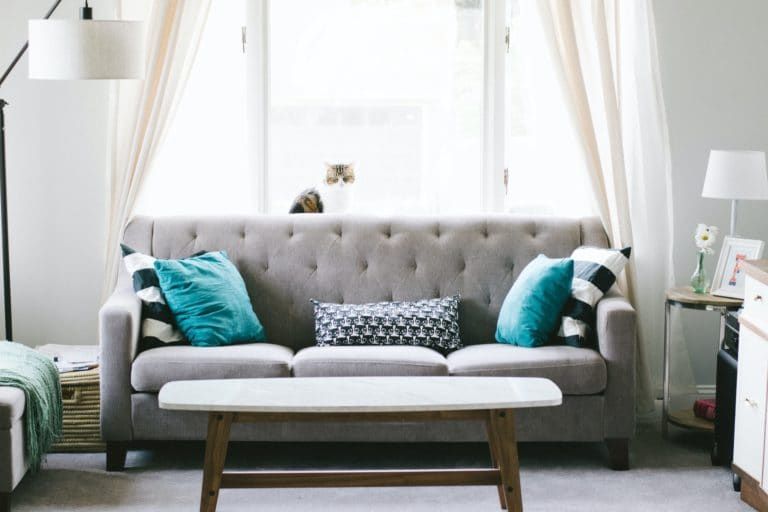 a couch with pillows on it